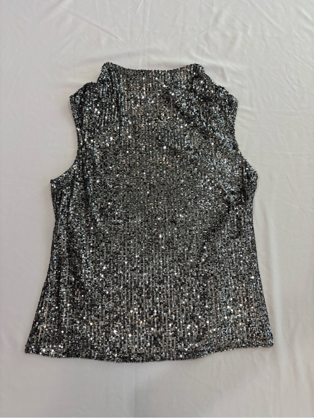 Cable & Gauge Silver Sequin Sleeveless Draped  Tank